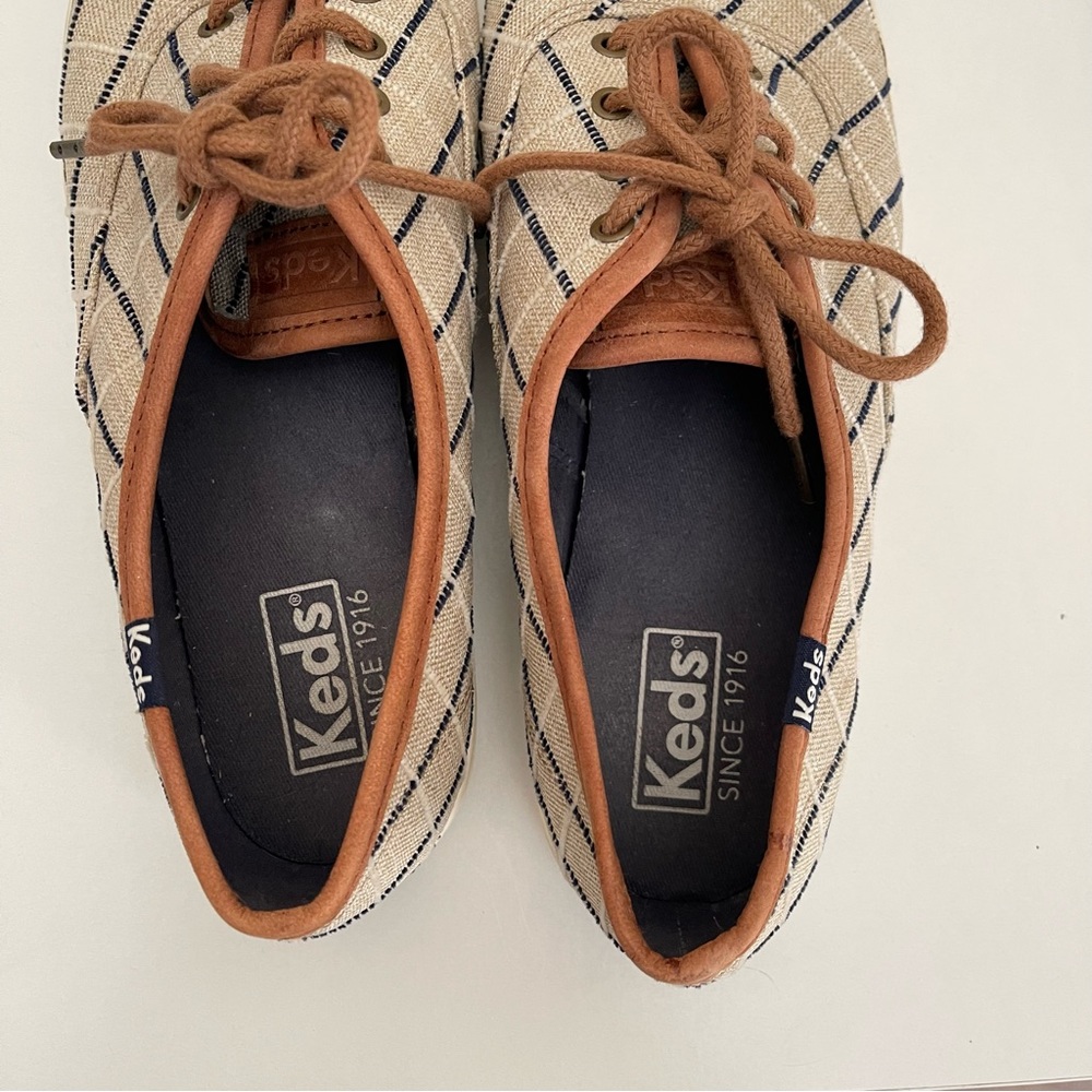 Keds - Windowpane Plaid Champion Sneakers - Navy/White/Tan - Women’s size 8 - Picture 11 of 12
